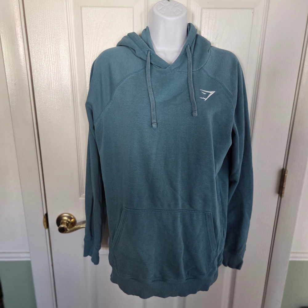 Gymshark Mens Small Essential Pullover Hoodie Teal Blue Activewear Athleisure